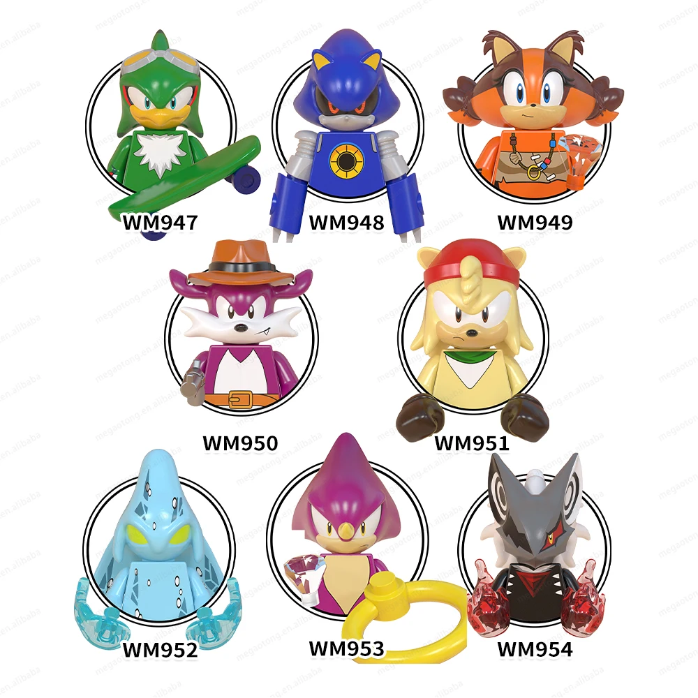 WM6088 Anime Metal Jet Infinite Espio Chaos Sticks Bark the Polar Bear Model Action Collect Building Blocks Gifts Toys For Kids