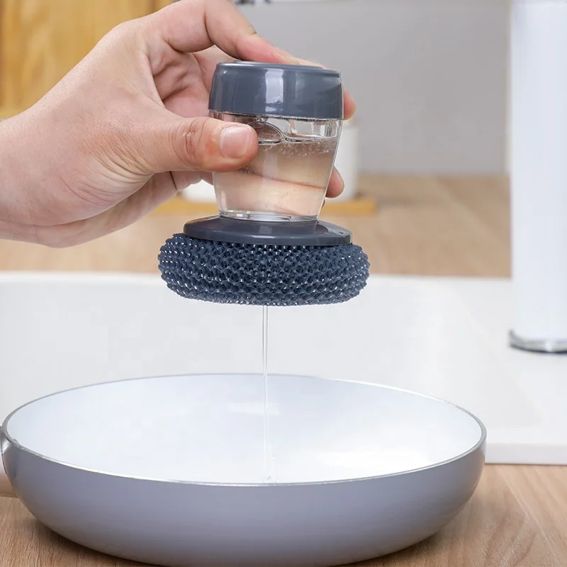 Functional Multifunctional Frying pan brush cleaning kitchen dishwashing brush with soap dispenser for dishwashing pan