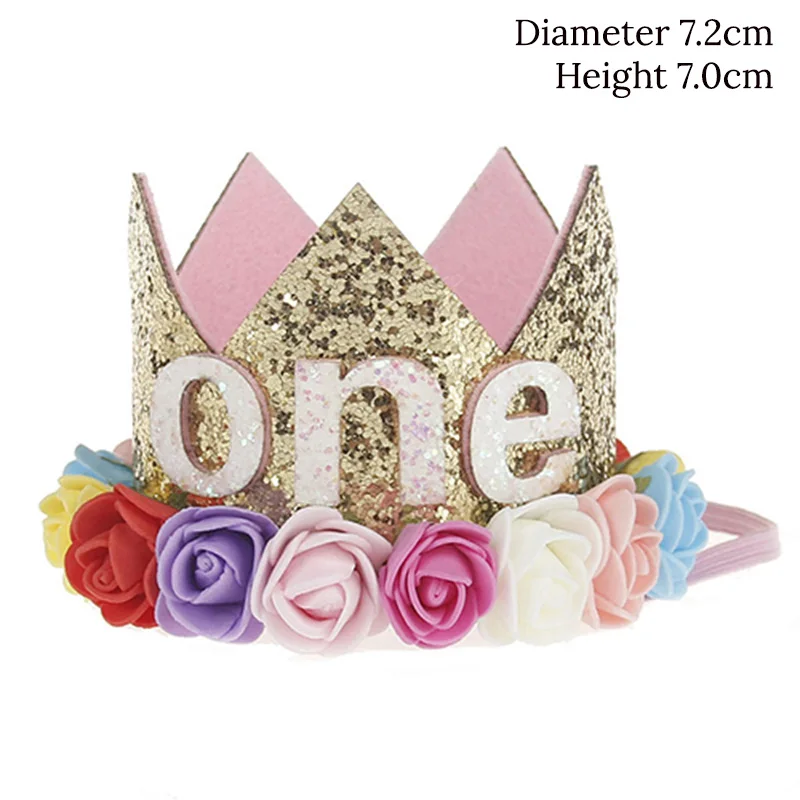 1pc Kids 1st 2nd 3rd Birthday Caps Flower Crown Number Birthday Hat For Shower Boy One First Birthday Party Decorations Supplies