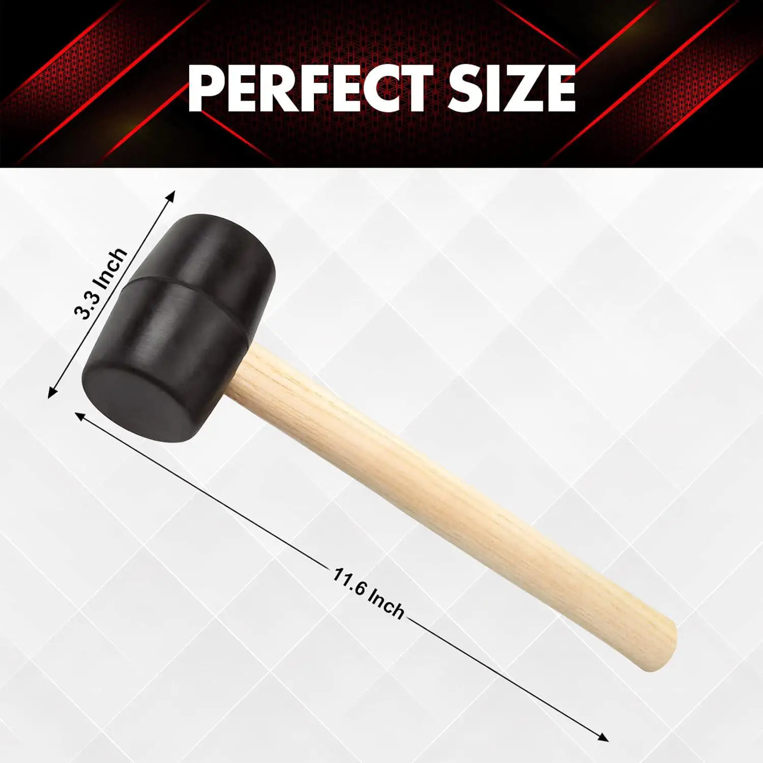 Peaktop  Rubber Mallet and Woodhandle With Anti-slip Handle Rubber Hammer