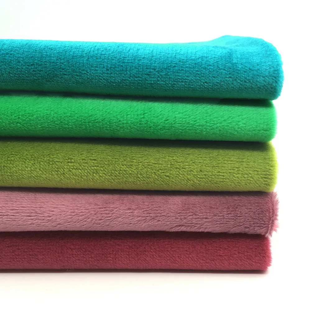 Super Soft Manufacturer Wholesale Crystal Super Soft Short Plush Clothing Lint Toy Fabric 200g 100% polyester wistiti fabric