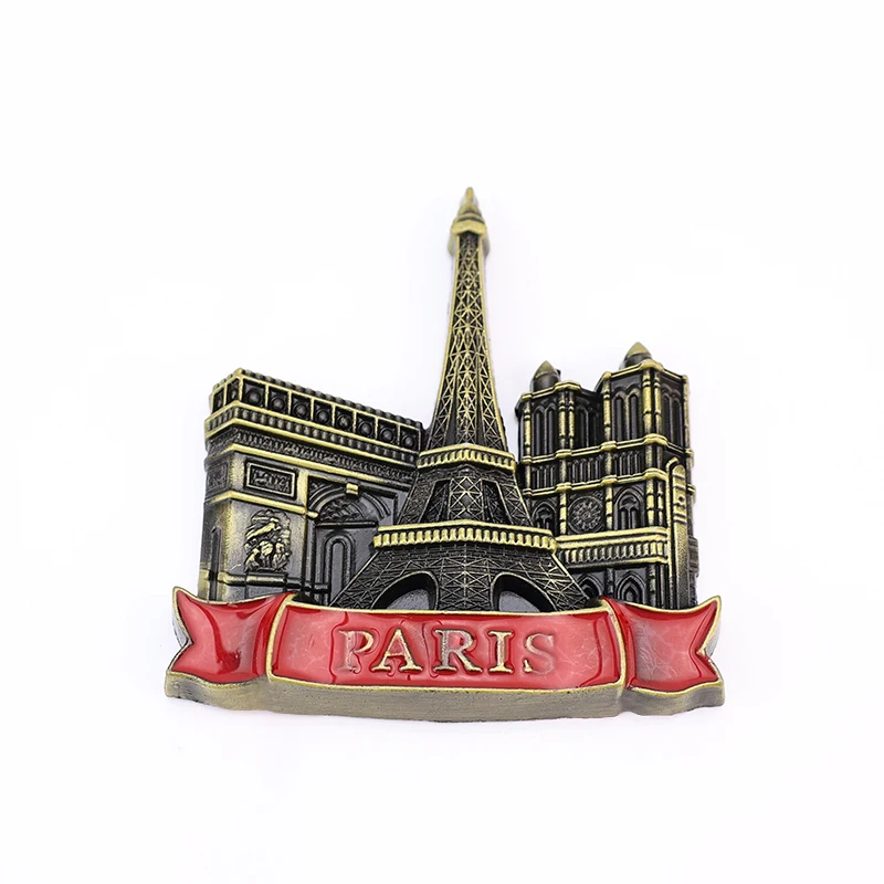 Manufacturer Custom Logo 3D Metal Tourist Promotional Souvenir Gift City Refrigerator France Paris Enamel Fridge Magnet