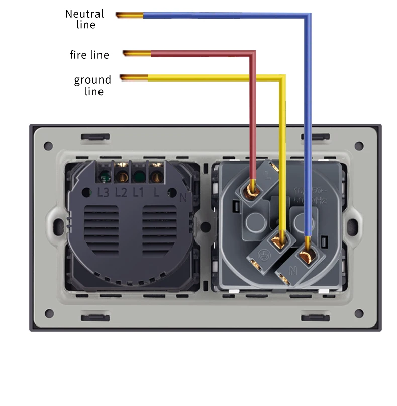 NOVSKI  luxury  glass panel Germany single power wall sockets with 2 touch switches