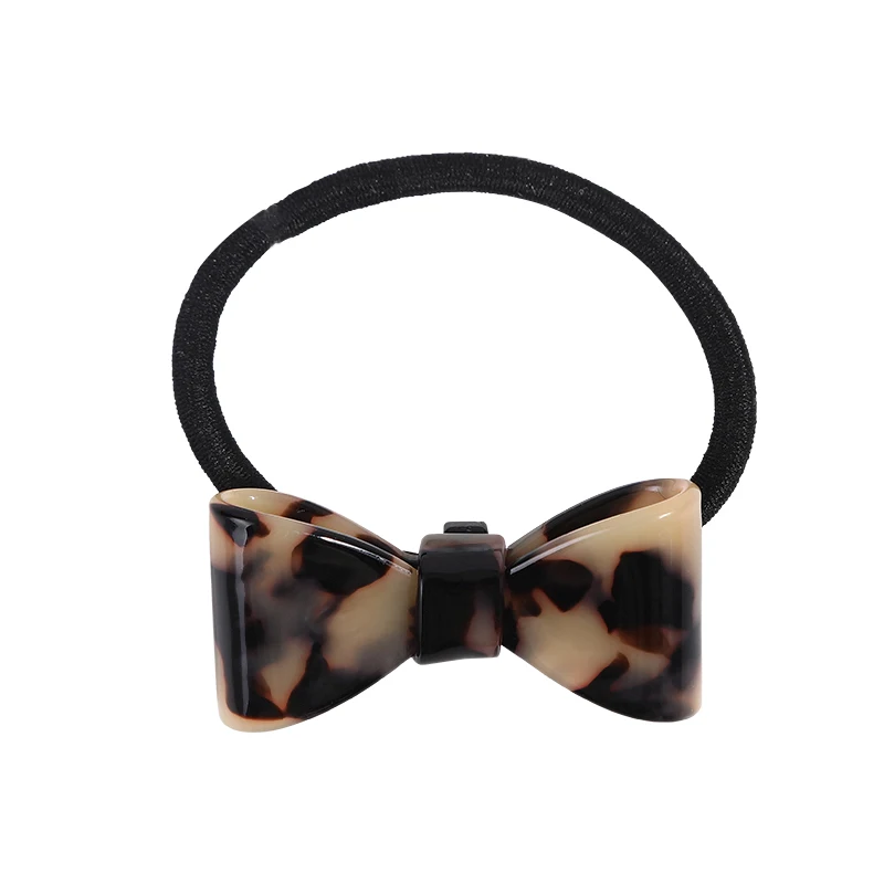 BSCI Audited Factory Lovely Korean Hair Accessories Acrylic Acetate  Bowknot Ponytail Holder Elastic Hair Bands For Kids