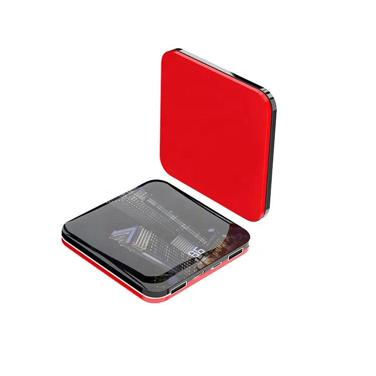 
Power Bank Portable Charger Phone Backup Power Bank Mini Super Thin Mirror Digital Display Mobile Power Bank 10000 Mah 