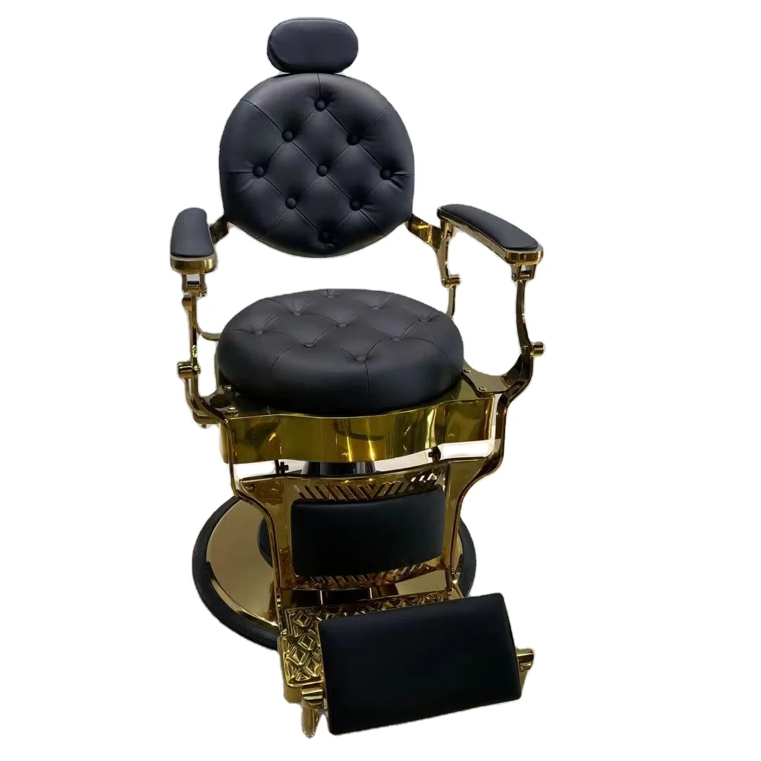 Wholesale Barber Chair ready to ship black and gold salon chair furniture hairdressing barber chair