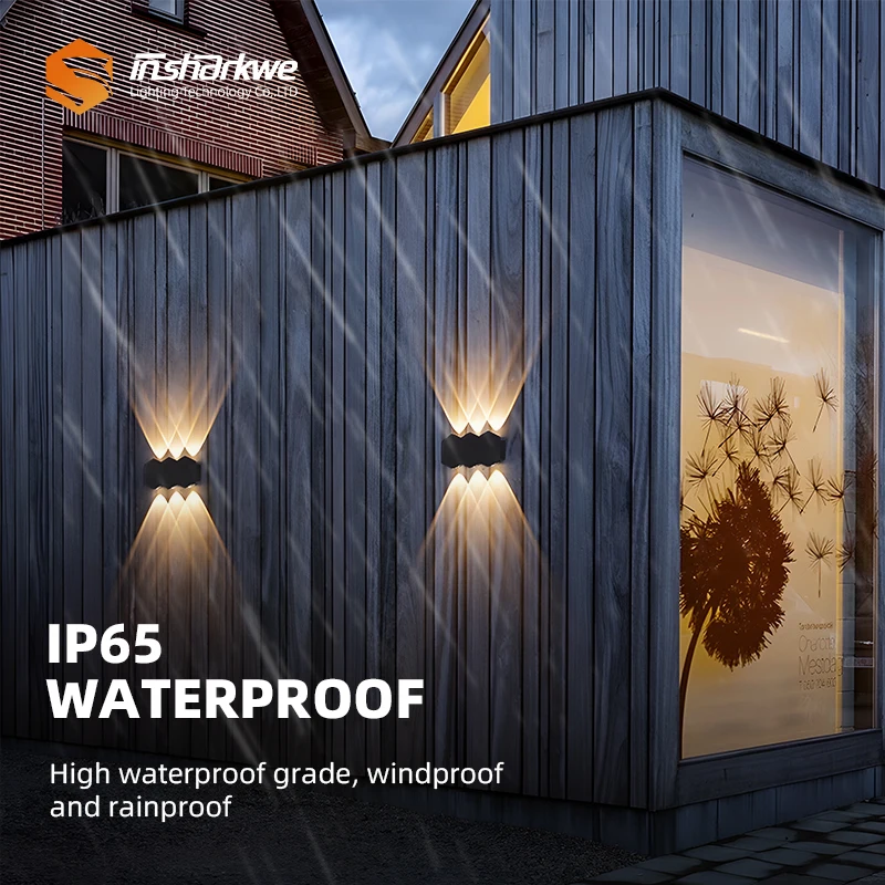 2024 Garden Waterproof 4w 6w 8w Black Modern Outdoor Indoor LED Wall Light For Home Bathroom Living Room up and down wall lamps