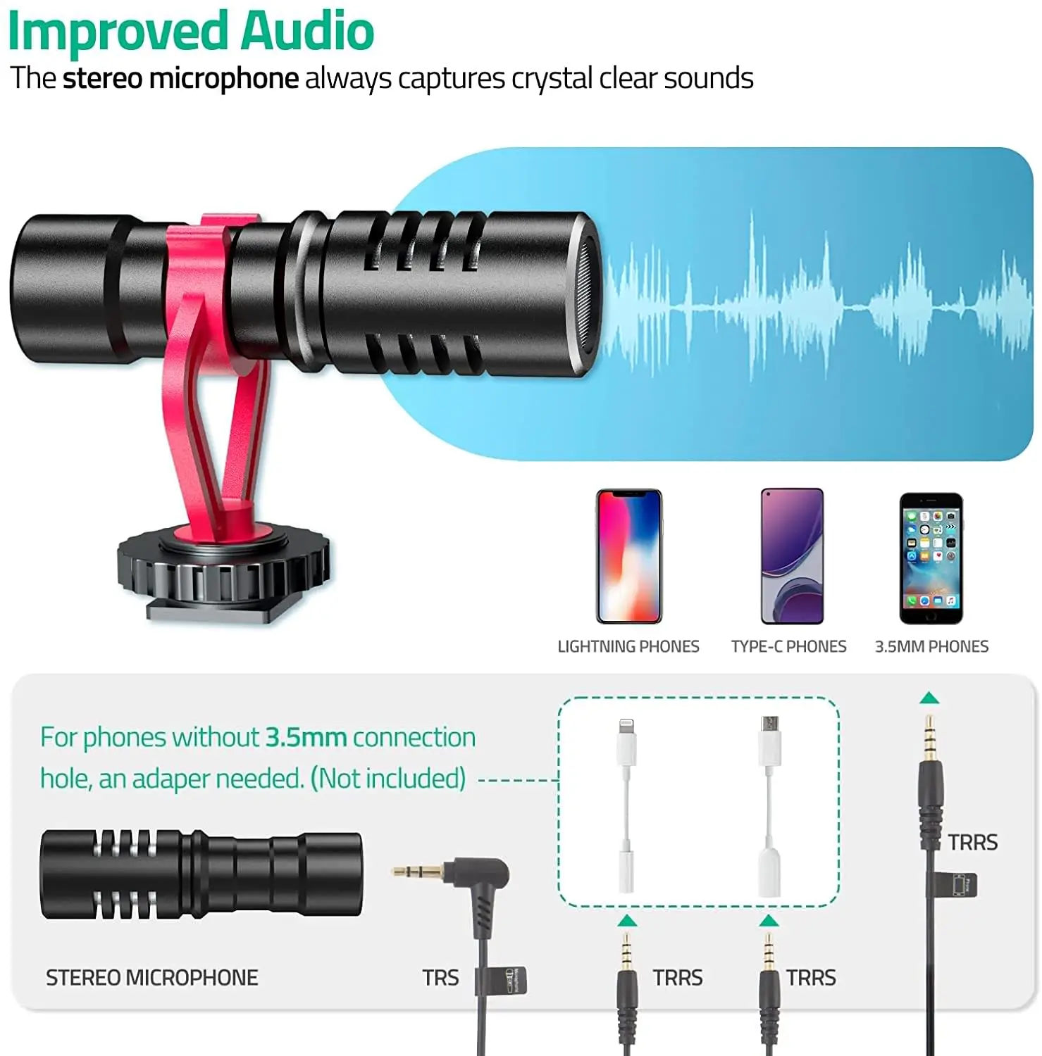 Professional Phone Holder Tripod with LED Camera Light and Microphone Video Vlogging Photography Light kit for Studio Recording