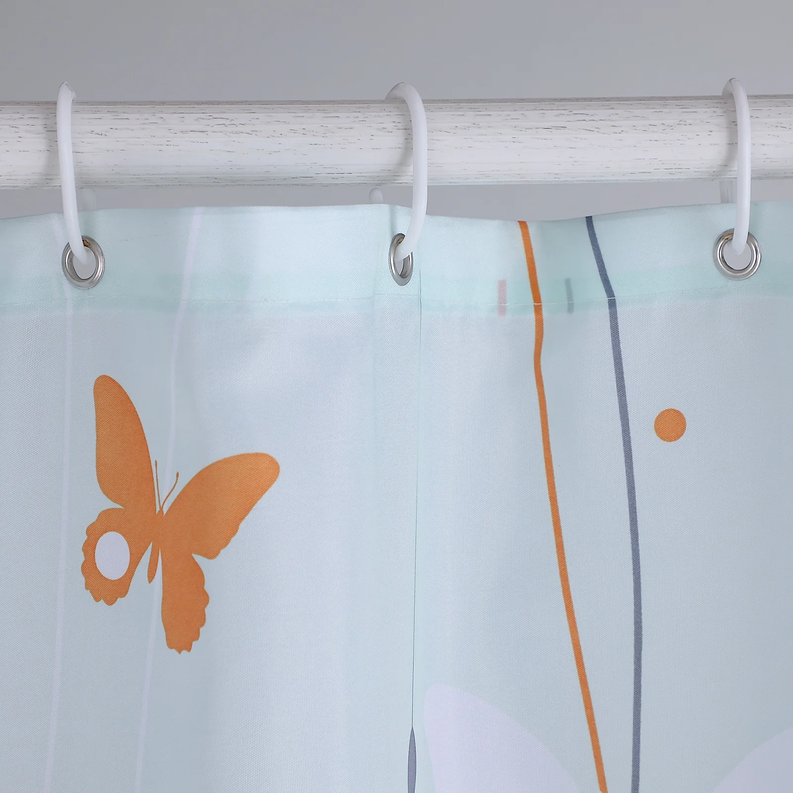 Amazon Hot Selling Butterfly Design 100% Polyester Shower Curtain Set of 13 Fabric Shower Curtain Printing Butterfly Style