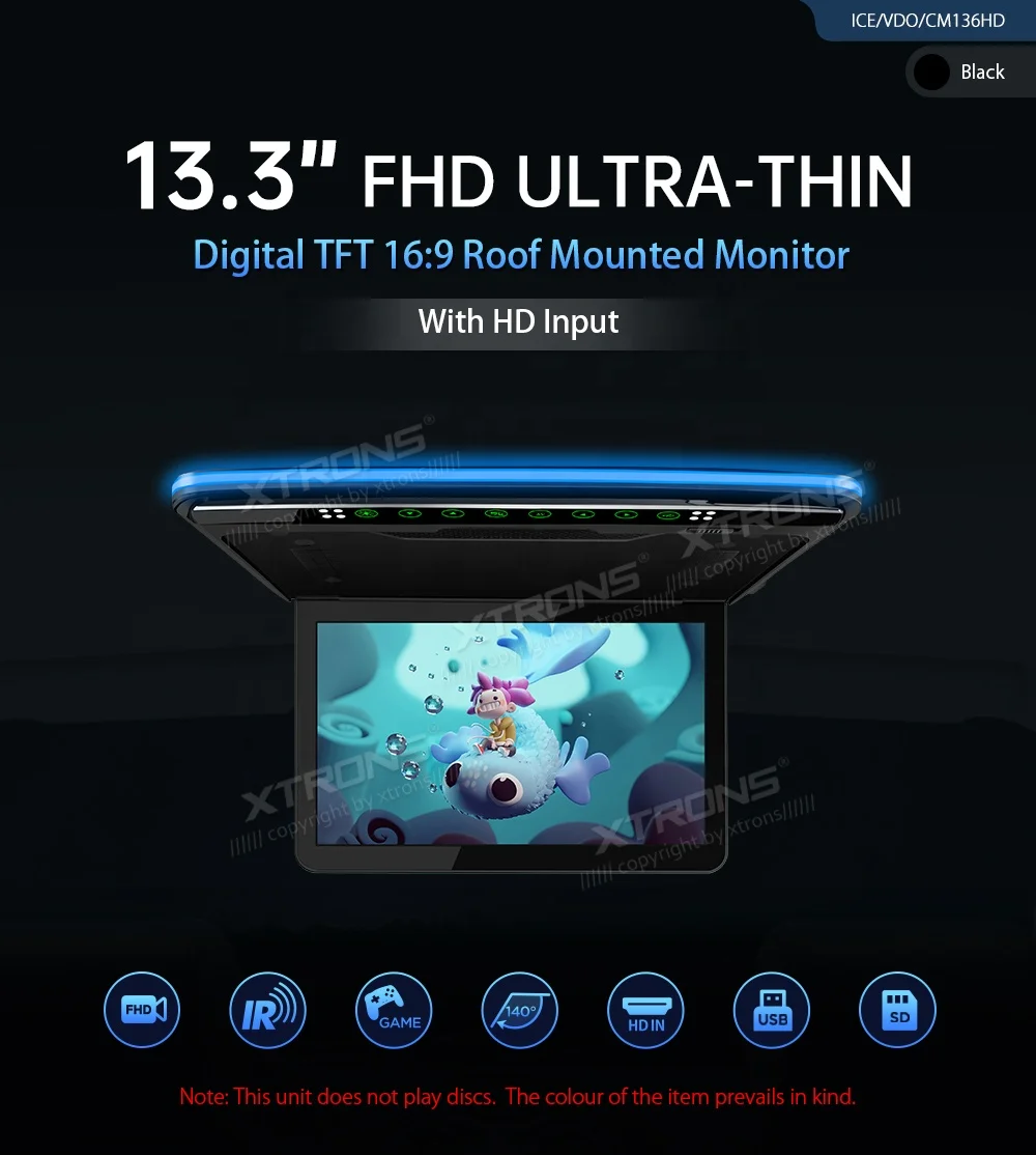 XTRONS 10.2/11.6/12.1/13.3/15.6/17.3/19.5 Inch Roof Mount Flip Down Car Monitor MP5 player AV Input TV Car Roof Monitor