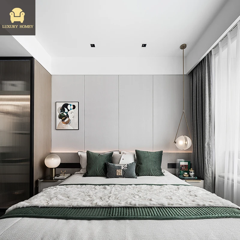 One Stop Luxury Furniture Solution Modern Art Furniture Designer Bedroom Soft Bed Combination Set