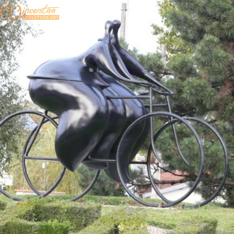Vincentaa Garden Outdoor Park Decorated With Abstract Bicycle Dancing Fat Woman Bronze Statue
