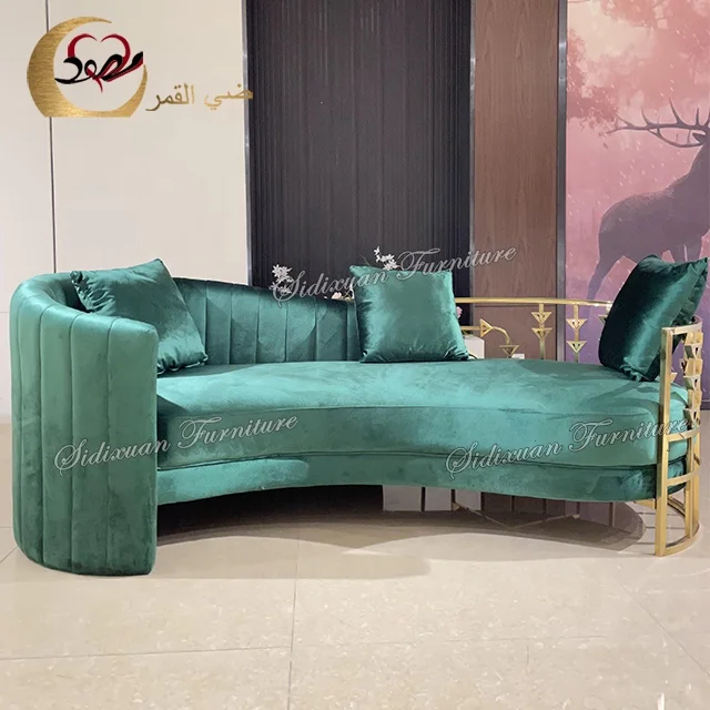 Nordic design sofa set European stainless steel emerald velvet sofas