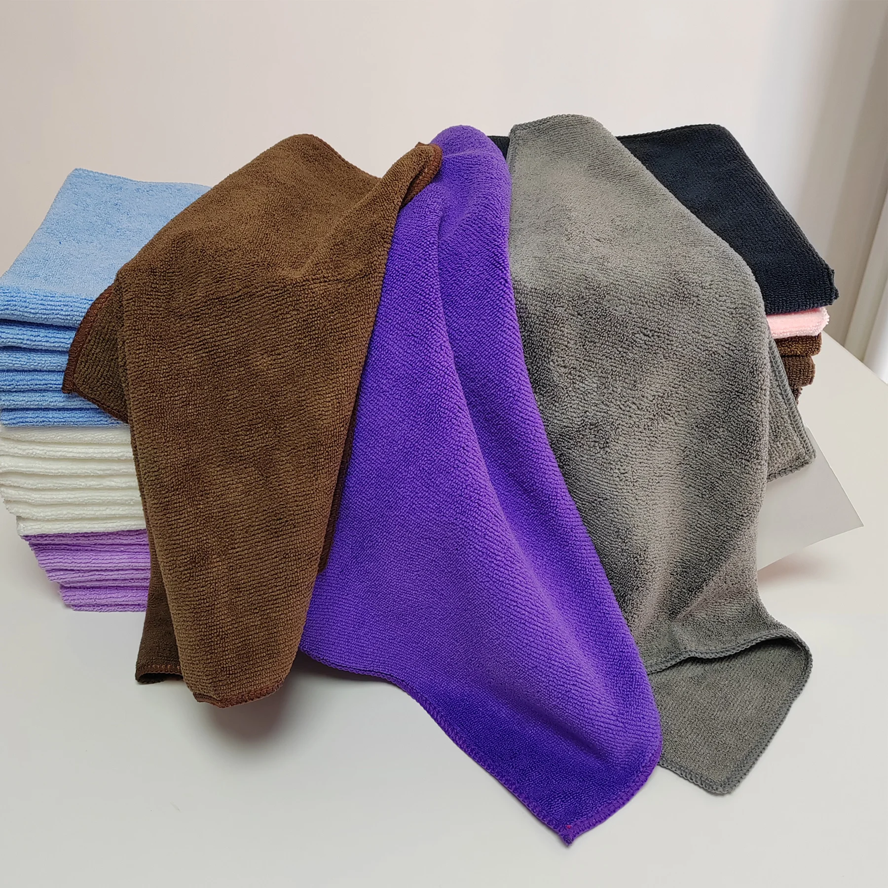 Hot selling microfiber warp knitted car washing towel absorbent cleaning towel car wiping towel 40 * 40