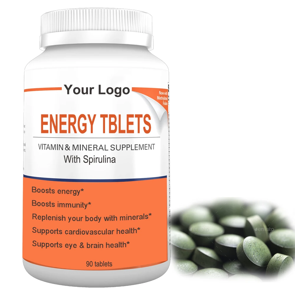 2022 Private Label Daily Energy Tablets With Mineral Arthrospira Spirulina for Energy Support Antioxidant Immune Support