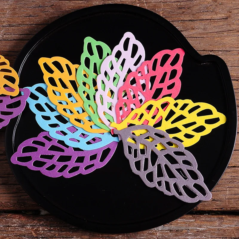 Edible Glutinous Rice Paper Colorful Hollowed Leaves Cake Dessert Toppers For Cake Dessert Decorating