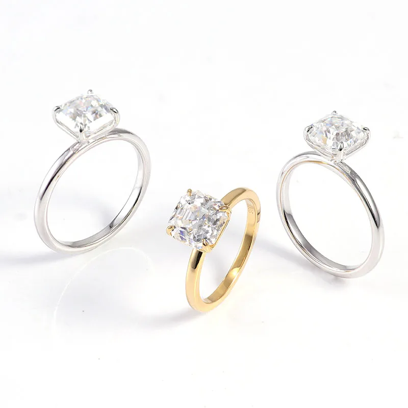 Solitaire Ring Double Paws D Color 1 Carat Asche Moissanite Ring Classic Style 92 Sterling Silver Plated 18k Gold Ring