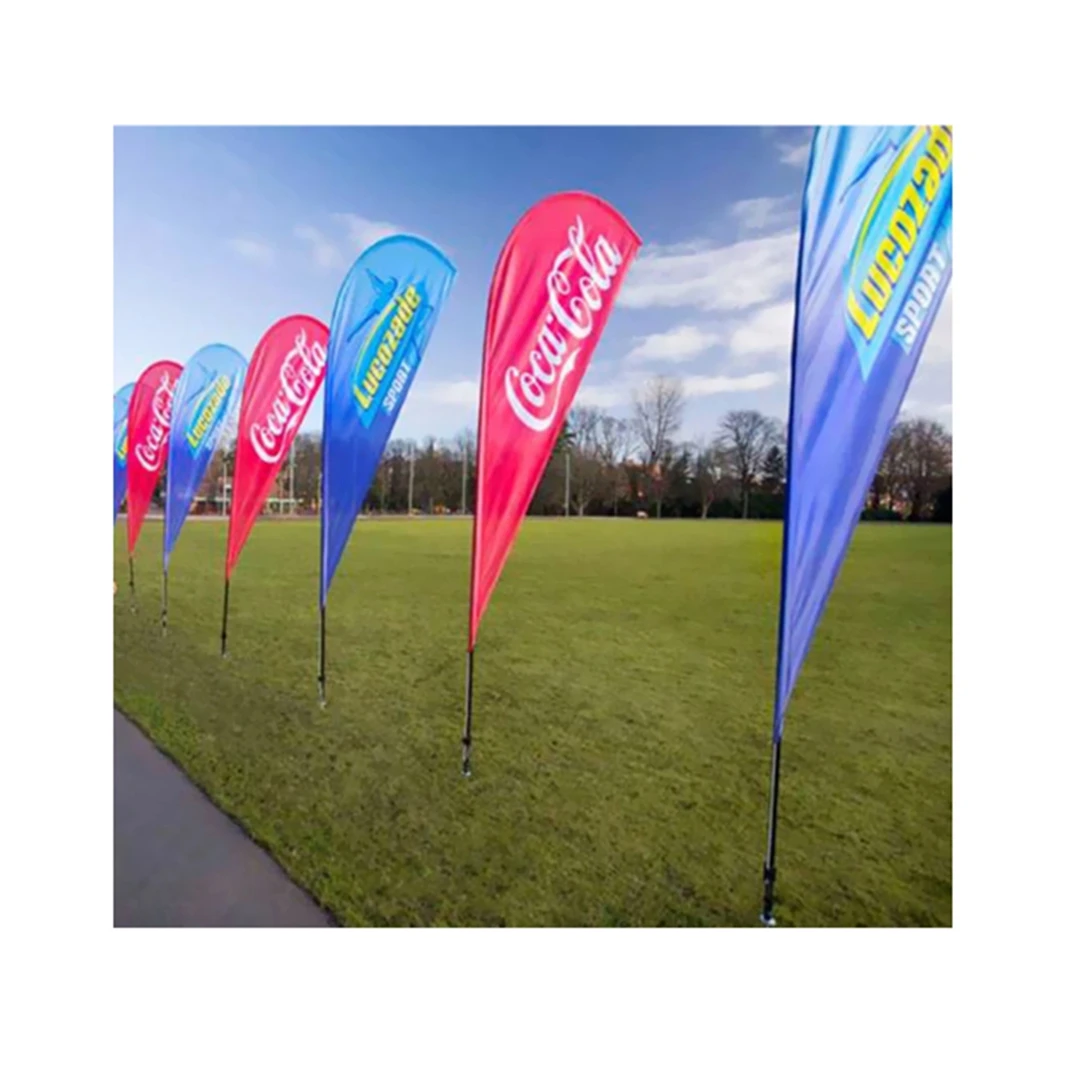 Cheap Custom beach sign flag Printing Polyester Outdoor Teardrop flag Advertising Beach Flag Banner