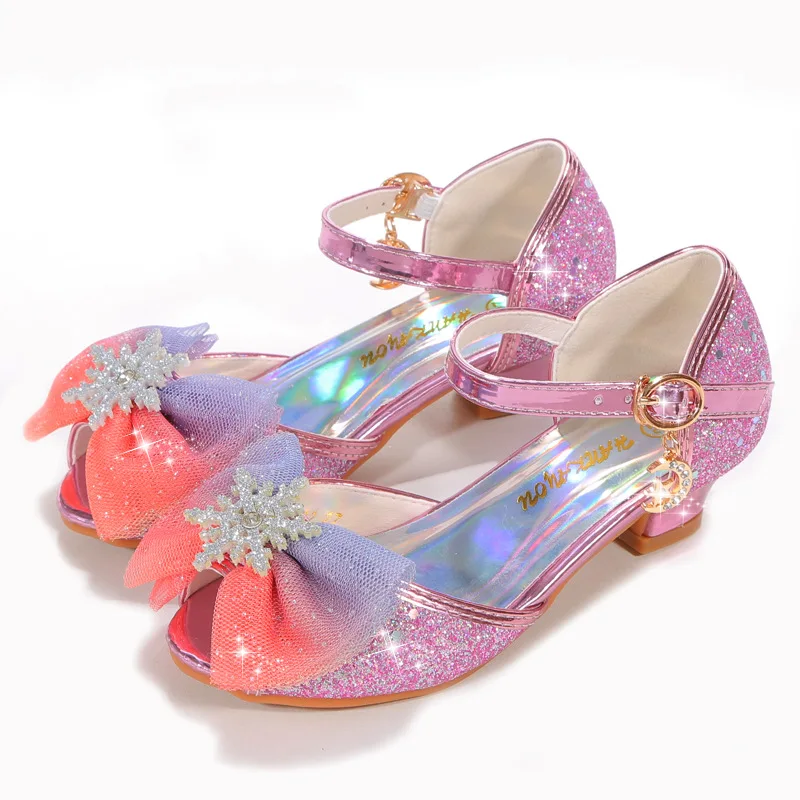 Summer new girl fish mouth color matching shiny catwalk high heeled crystal princess dress shoes