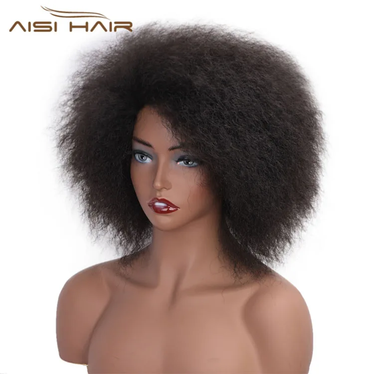 Aisi Hair Cheap Curly Synthetic Wigs Heat Resistant Cosplay Fashion Wigs Afro Curly Short Hair Wigs For Black Women