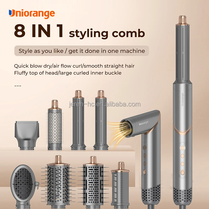 8 in 1 BLDC BRUSHLESS HIGH SPEED MULTI STYLER 1400W CURLER STRAIGHTENER COMB CRYSTAL HOT COLD AIR BRUSH HAIR DRYER SET
