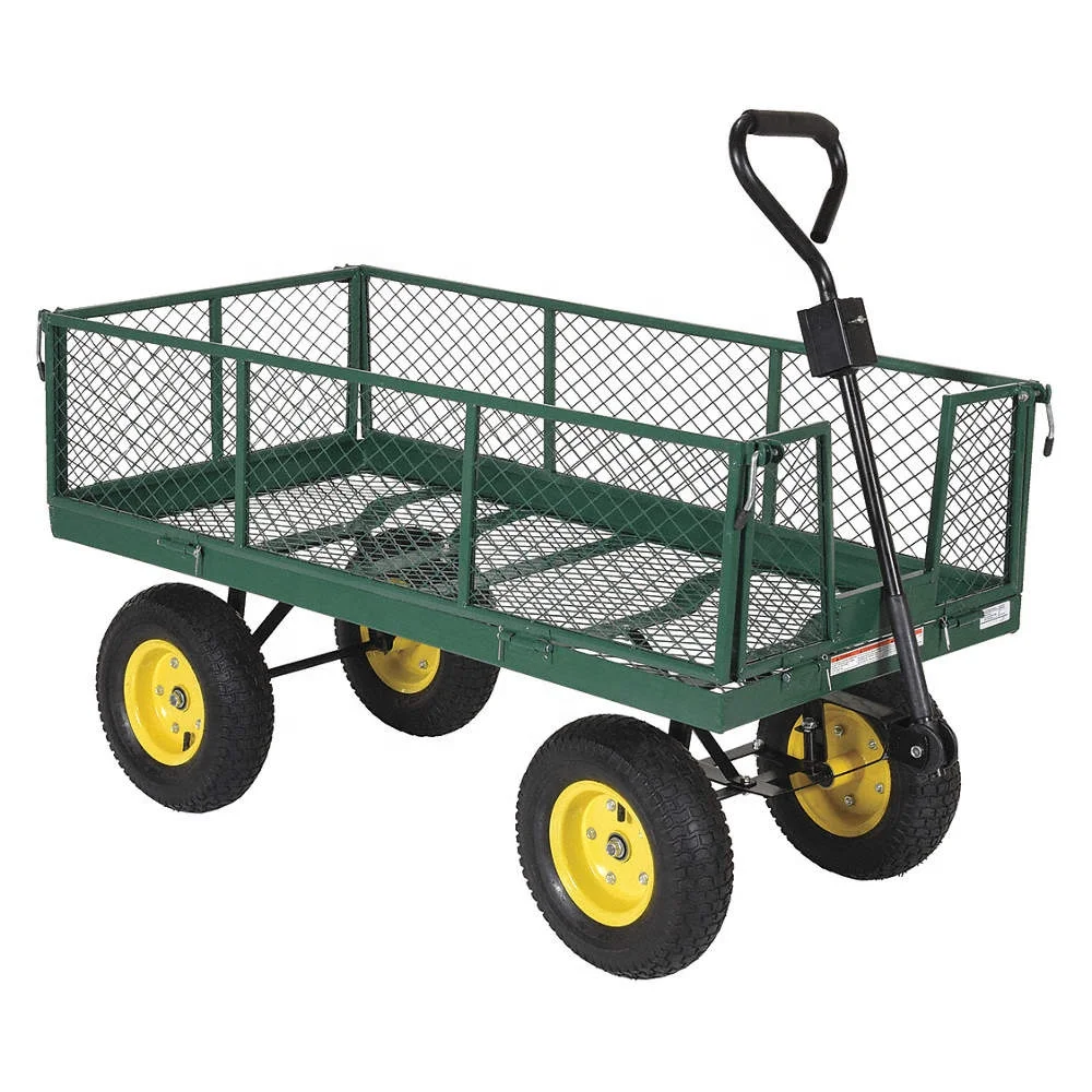 Heavy Duty Steel Mesh Yard Garden Wagon Utility Garden Trolley Cart