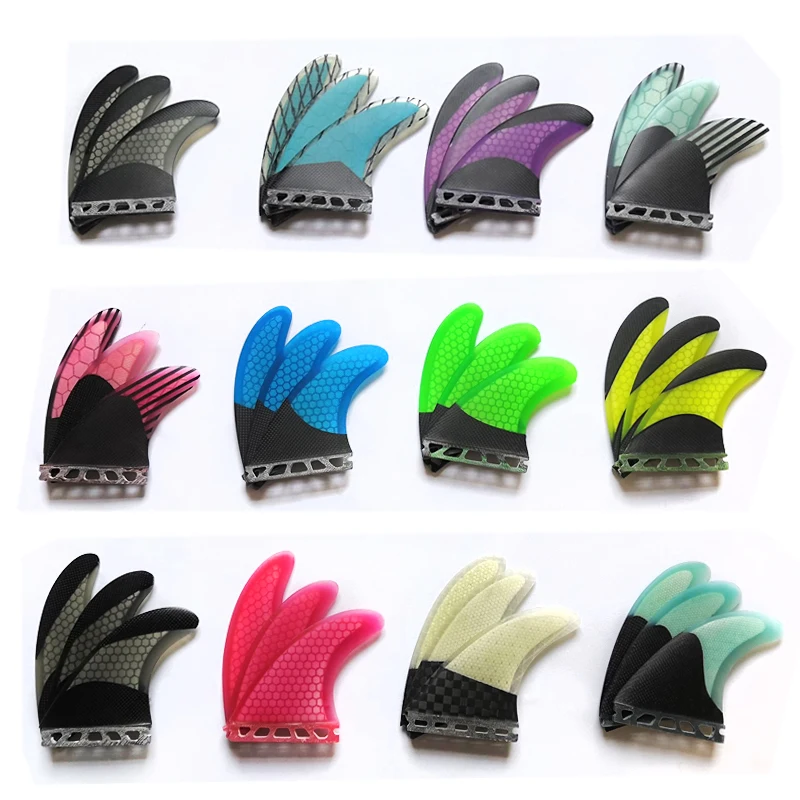 Waterplay Surfing Honeycomb Dual Tab Surfboard Fins Carbon Single Tab Surf Fins Fiberglass Thruster Tri Fin Set