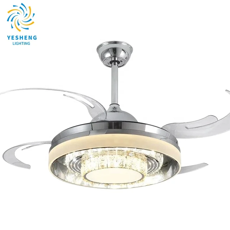 726 Luxury crystal ceiling fans Remote Control 42inch invisible crystal ceiling fan
