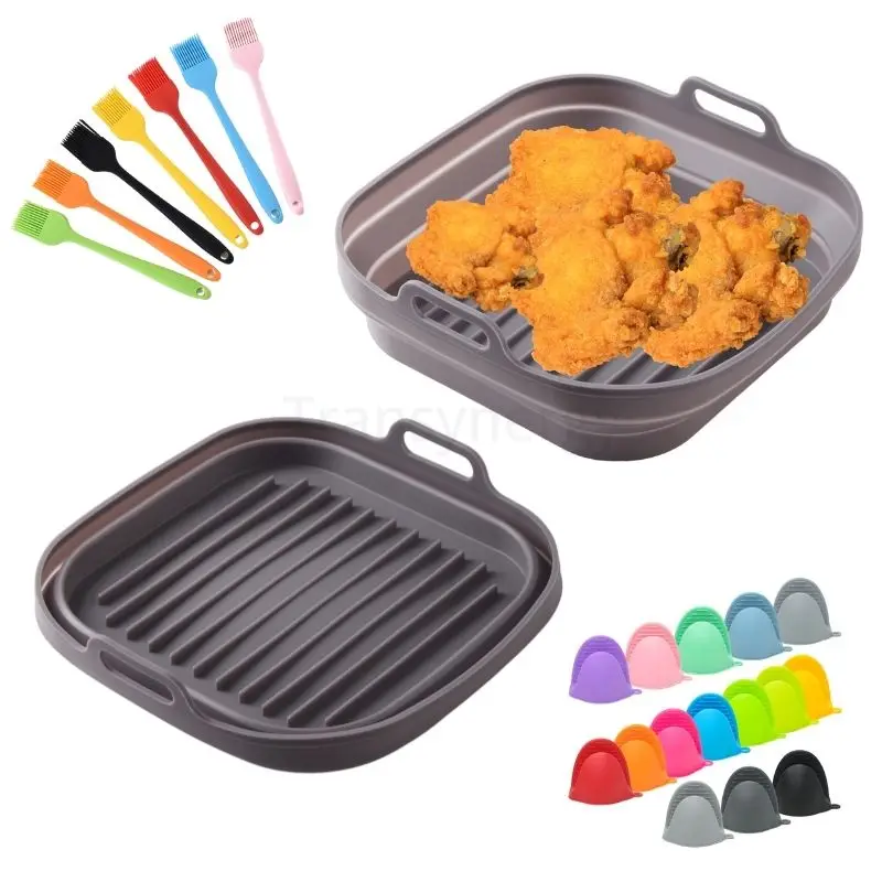 Enlarged Disposable Pot Kitchen Accessories Oven Pan Baking Basket Square 10 QT Air Fryer Silicone liners