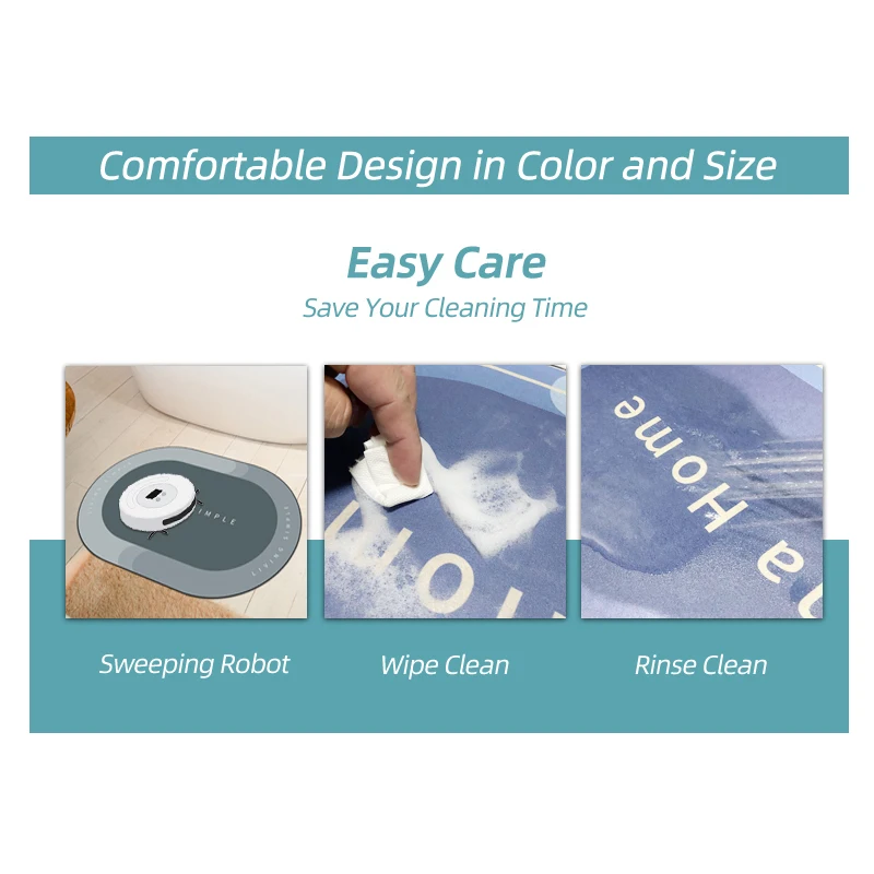 Custom Non Slip Water Absorbent Rugs Rubber Door Mats Diatom Mud Bathroom Floor Mat set Anti Slip Diatomite Bath Mat
