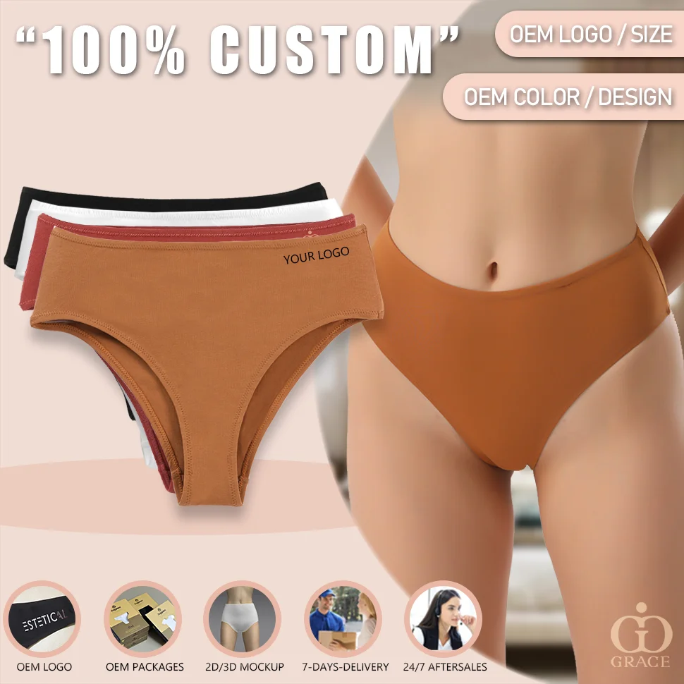 Wholesales High Rise Ropa Interior Mujer Ladies High Cut Cotton Briefs Plus Size Girls Underwear Culotte Coton Panties for Women