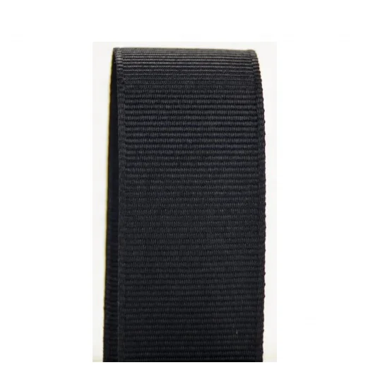 Manufacture wholesale 38 mm Black Soft Grosgrain Rayon Cotton Ribbon with woven straight edges on sides for Hat and garment