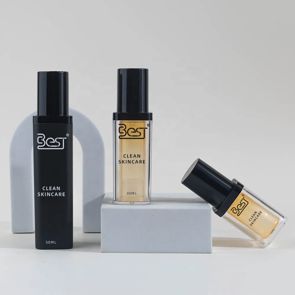 Airless Skincare Cosmetic Packaging 15ml 30ml 50ml Lotion Serum PP PS Bottle Bottle with Pump Biodegradable Customized Color