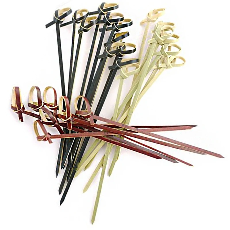 1000 Disposable Skewer Picks Biodegradable Knotted Natural Bamboo
