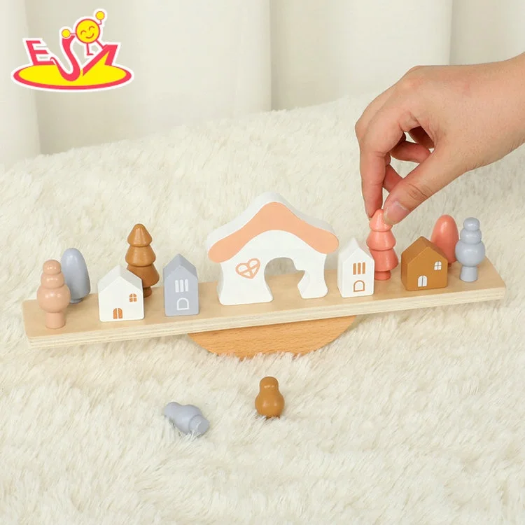Wholesale Educational House Balance Toy Wooden Stacking Blocks For Kids W11F123