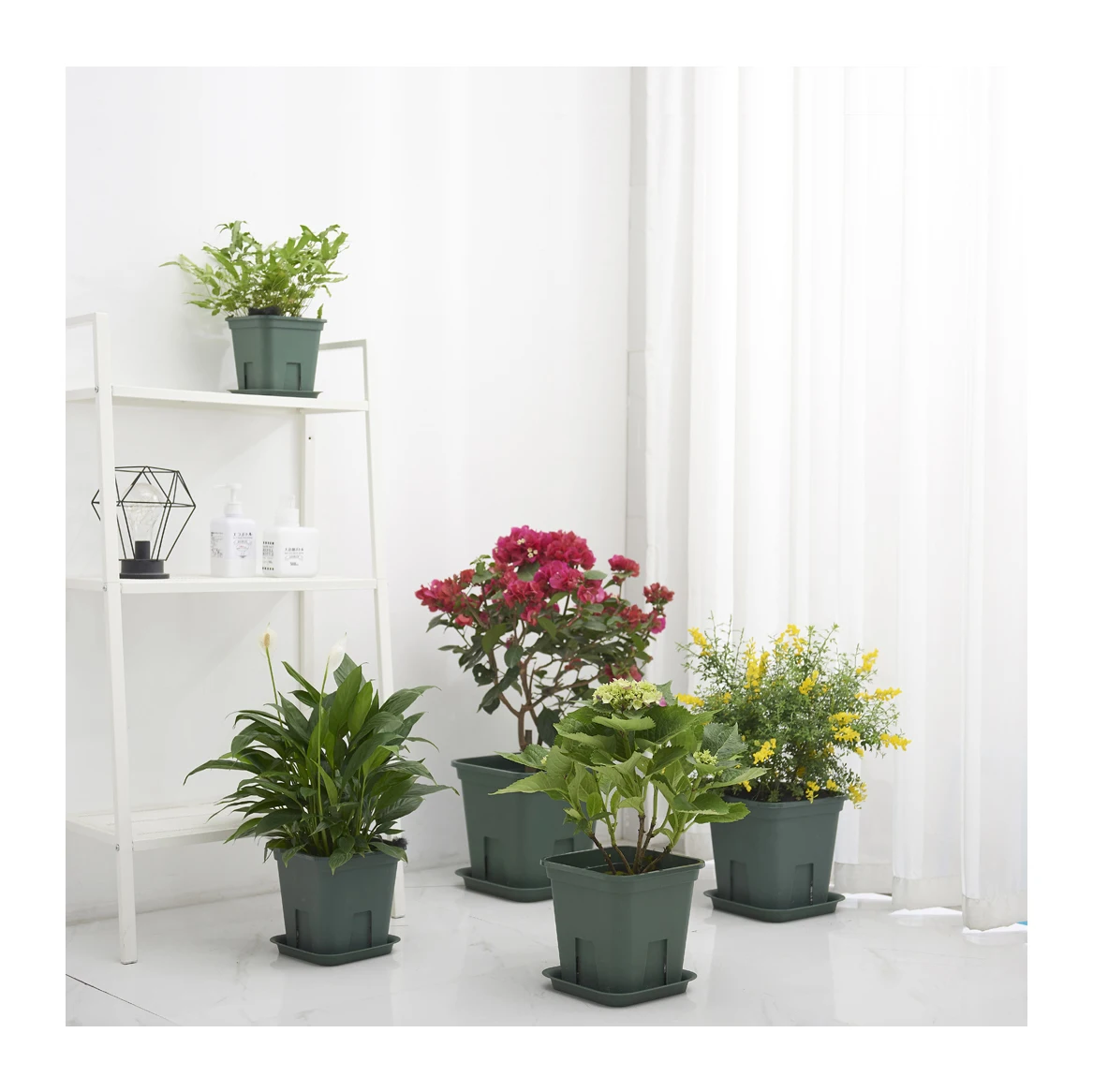 Outdoor Bunga Plastik Large Square 1 1.5 2 3 5 Gallon Plastic Vases Root Master Garden Flower Pots