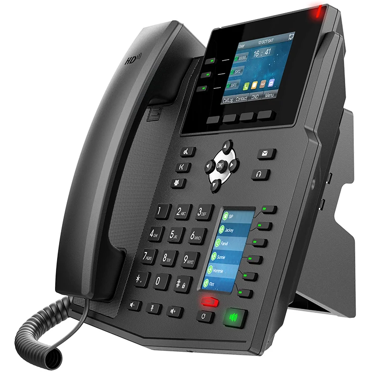 X6U Enterprise IP Phone High-End with 20 SIP Lines - HD Voice- Dual Gigabit Port PoE Integrated