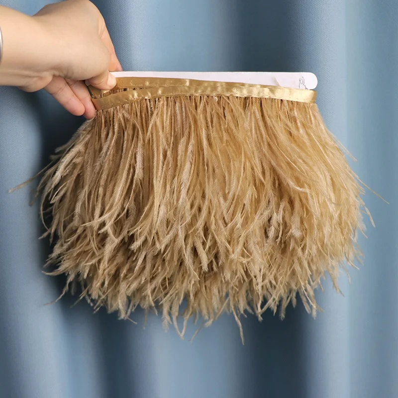 Wholesale 10-13cm Natural 2ply Ostrich Feathers Trim Fringe For Clothes Accessories Trimming