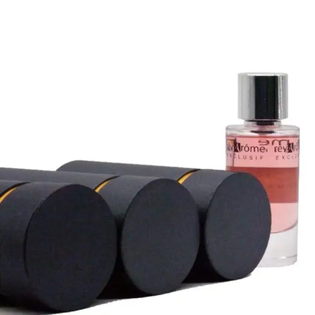 High End Ecommerce Black Luxury Eco Friendly Perfume Small Paper Round Box Tube Packaging Custom Printing Cylinder Paper Tube