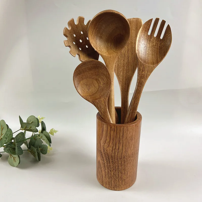 Kitchen Utensils Set  Wooden Cooking Utensil Set Non-stick Pan Kitchen Tool Wooden Cooking Spoons and Spatulas Wooden Spoons