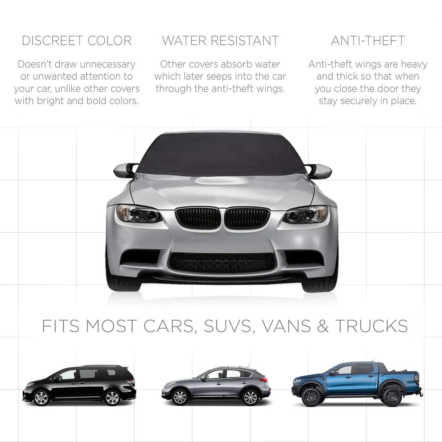 2022 Hot Sale OEM 600D Oxford Windshield Snow Cover All Weather Winter Summer Auto Sun Shade for Cars Trucks Vans and SUVs