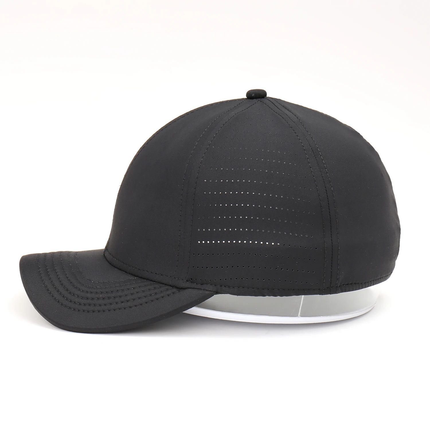 Wholesale Custom 5 Panel Rubber Pvc Logo Rope Baseball Cap High Quality Fashion Perforated Performance Hole Sport Golf Gorras