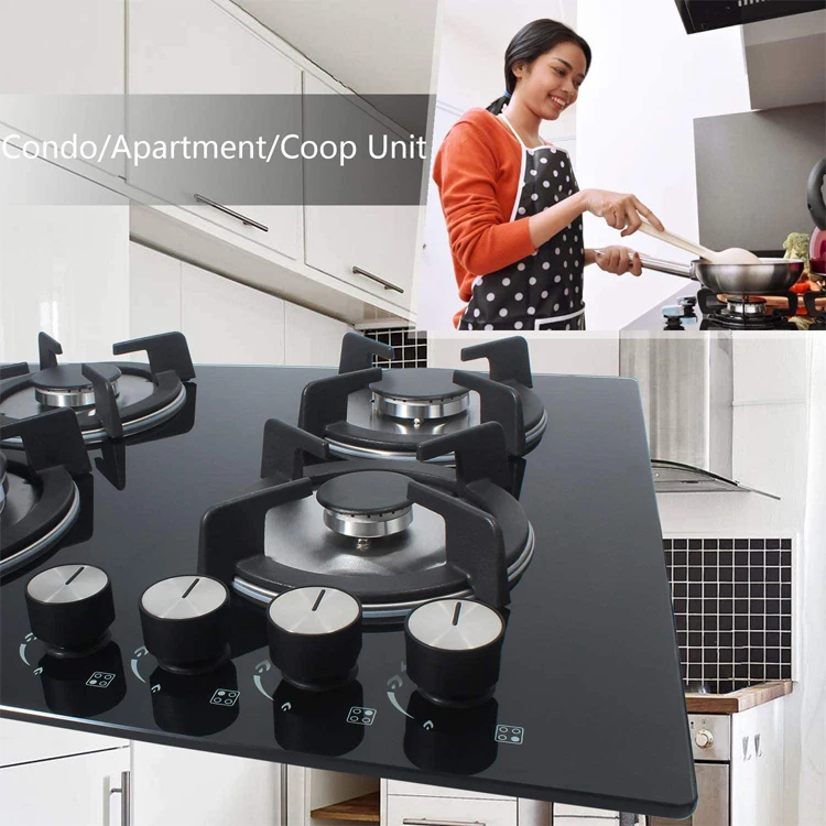 Built-In Gas Stove Tempered Glass Surface Electric Ignition gas hob