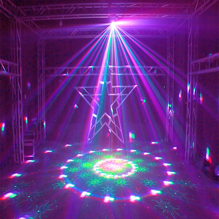 Aluminum Alloy Kaleidoscope 4 in 1 Laser Crystal Magical Ball Light UV Strobe DJ Disco Projector