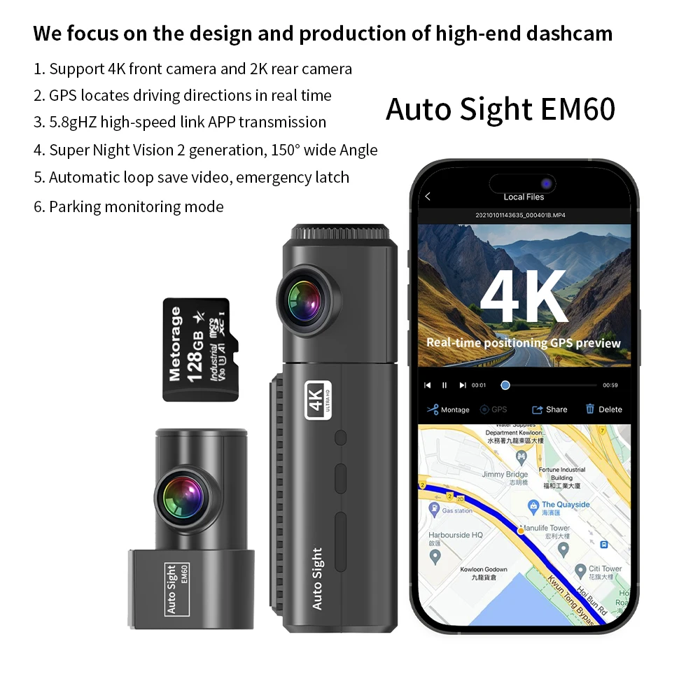 Auto Sight Car Recording High Quality 4K Dash Cam Car Recording Vehicle DVR Cam Ultra HD Car Recorder Vehicle Camera