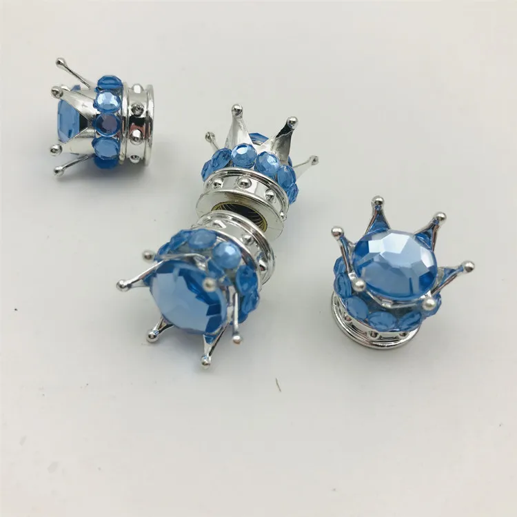 
Fashionable Universal plastic Light Blue Diamond Crown tire valve caps 
