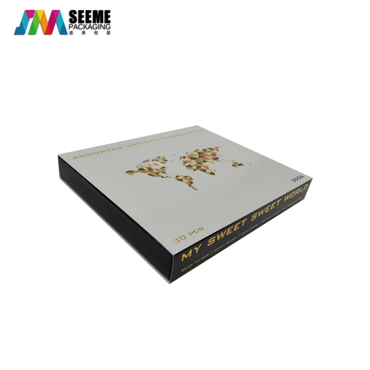 custom design high quality paper gift box with blister tray food candy box chocolate bar chocolate ball packing box