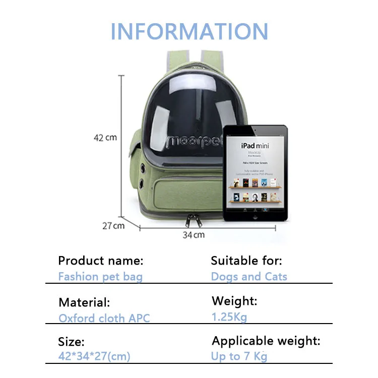 Airline-Approved Small Pets Puppies Bunny Cat Carrier Backpack Travel Bubble Dog Backpack Carrier