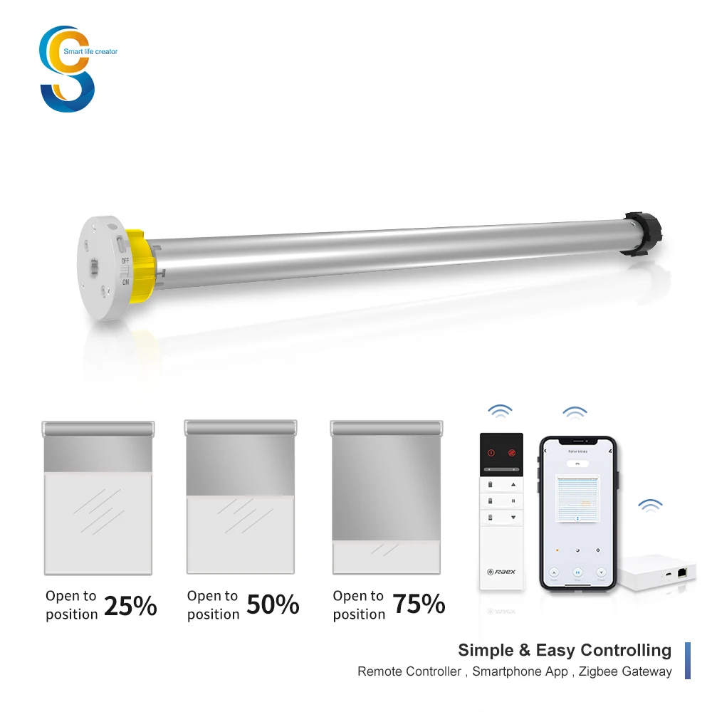 Моторизованные трубчатые двигатели Cortinas Smart 2200mah литиевая батарея Dc Tuya 433mhz 38 мм Ткань Современные роликовые жалюзи компоненты 1A