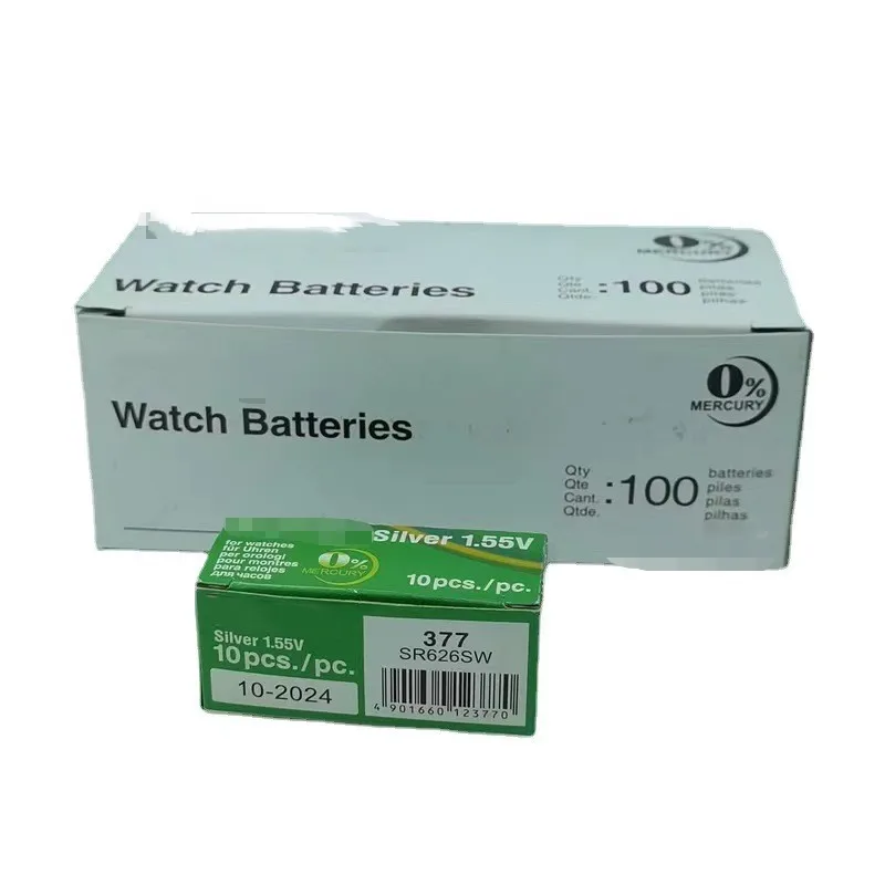 Flydatronic wholesale single pack 10pcs SR626SW 377 SR927SW 395 watch battery button battery silver oxide for murata